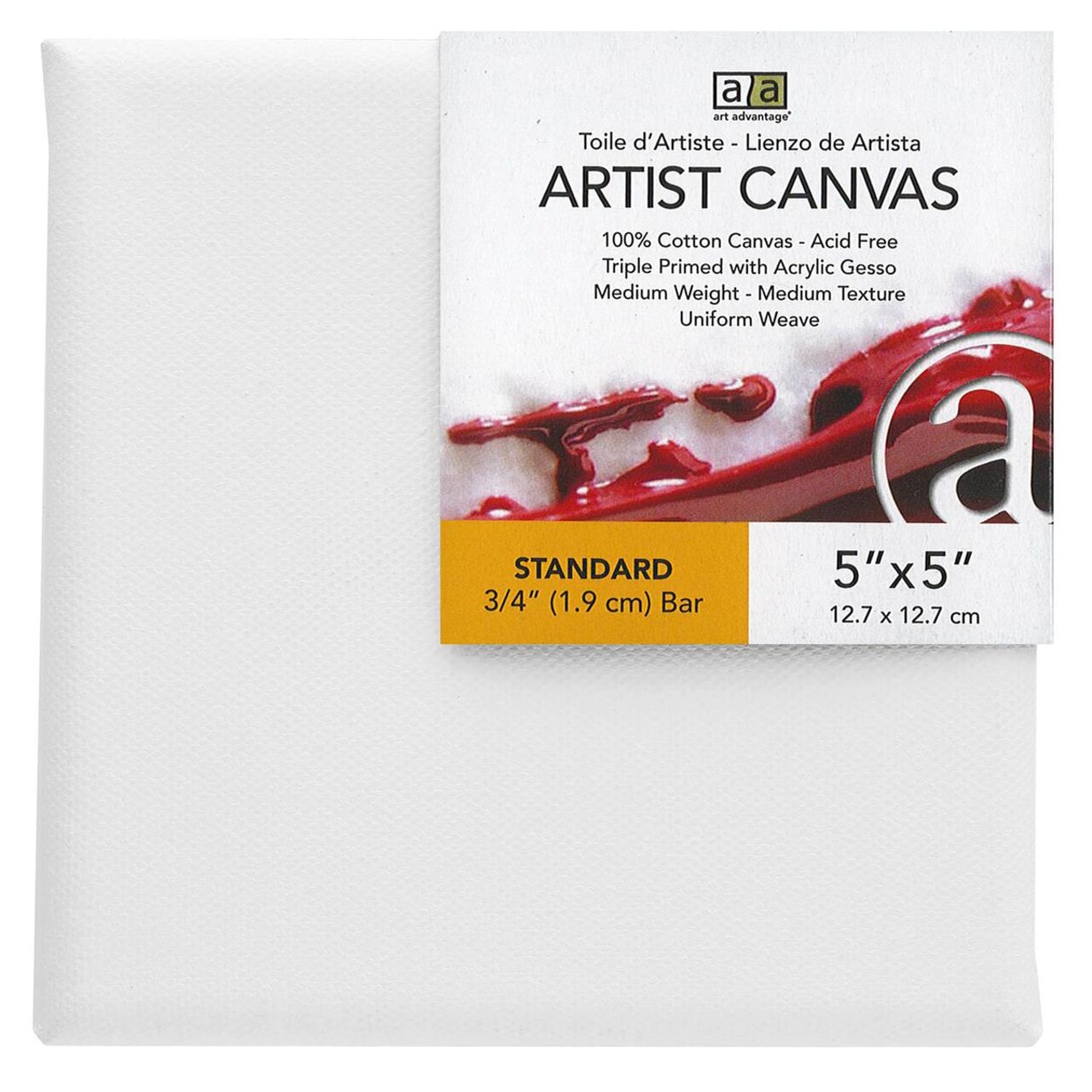 Art Advantage Artist Canvas Visual Edge 5x5, Stretched Canvas for Painting, Blank Canvas for Acrylics & Oils, Canvases for Artists, Professional Pre-Stretched Canvas